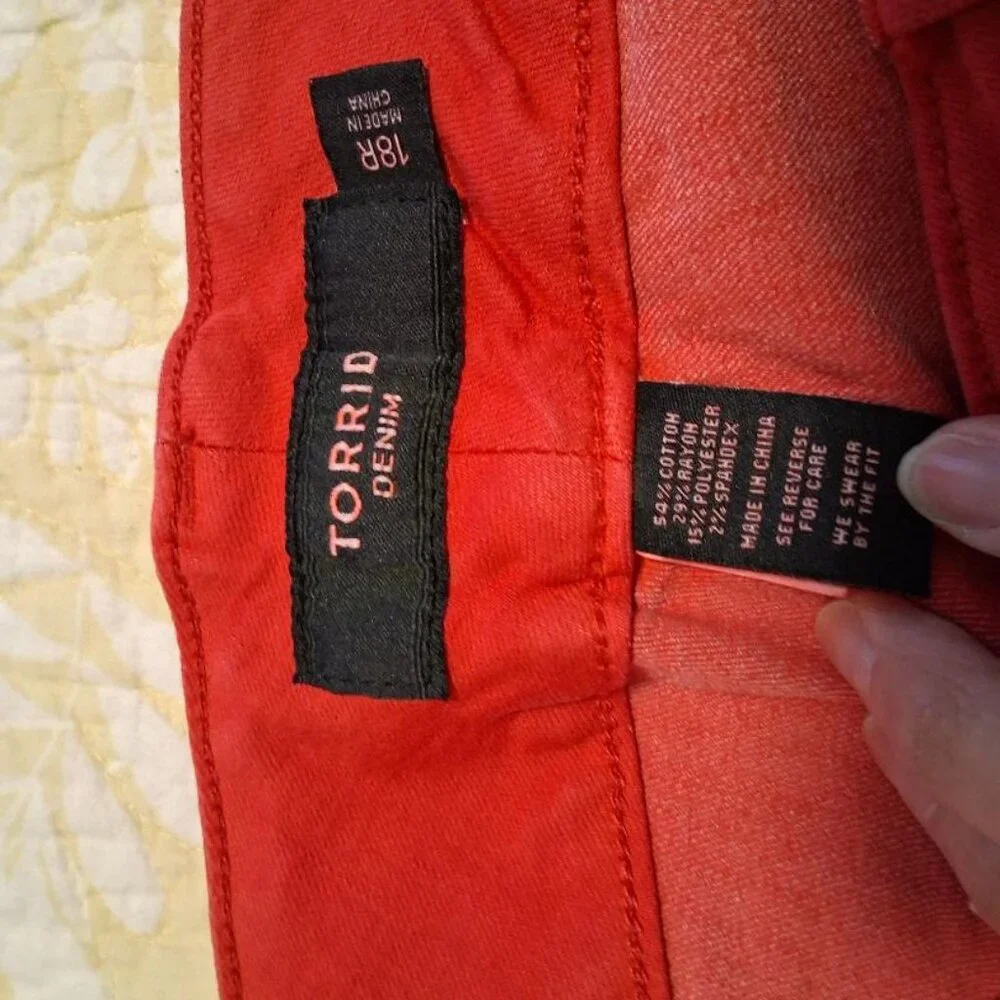 Women's Torrid brand jeans, Size 18R, Bright Red - Picture 2 of 3